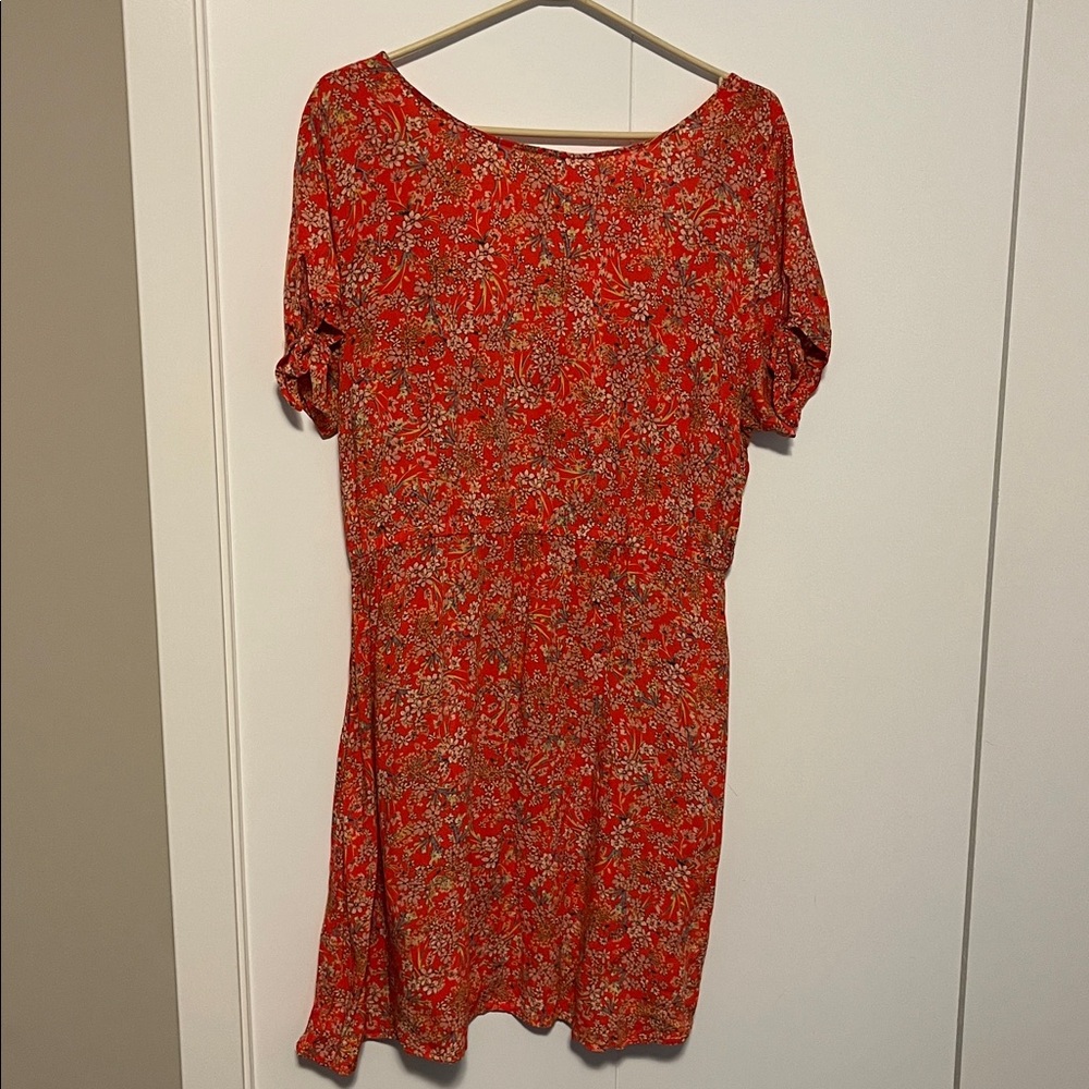 O’Neill Red Floral Short Sleeve Dress